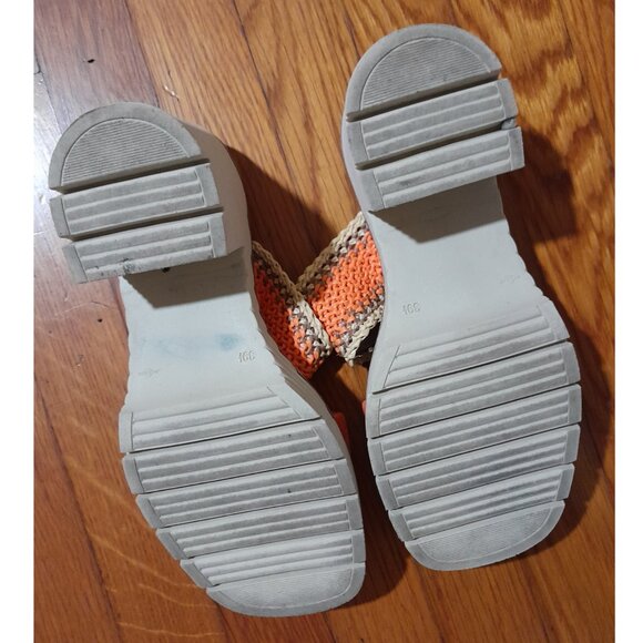 SOLD🟠🟠🟠🟠🟠🟠Softwaves Becka Orange Cream Platform Chunky Heel Sandals 8 - Picture 7 of 11